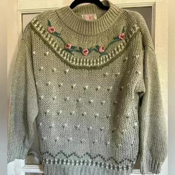 Vintage Sweaters - Gorgeous Vintage American Weekend Hand Knitted Wool Sweater- size Large